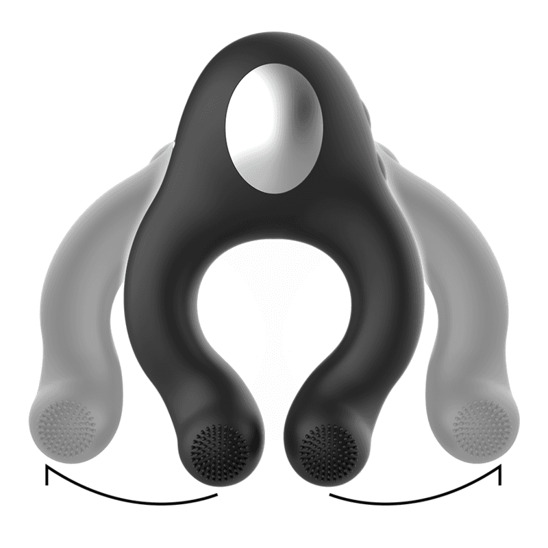 BLACK&SILVER - SILICONE VIBRATOR RING 3 MOTORS RECHARGEABLE BLACK thumb 3