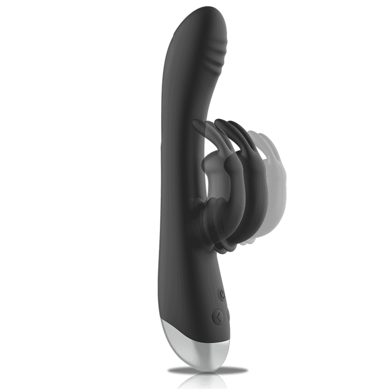 BLACK&SILVER - DJ. ADAM RECHARGEABLE SILICONE RABBIT STIMULATOR BLACK thumb 4