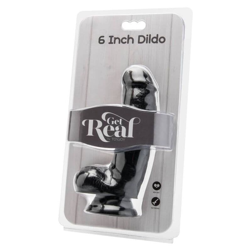 GET REAL - DILDO 12 CM WITH BALLS BLACK thumb 2