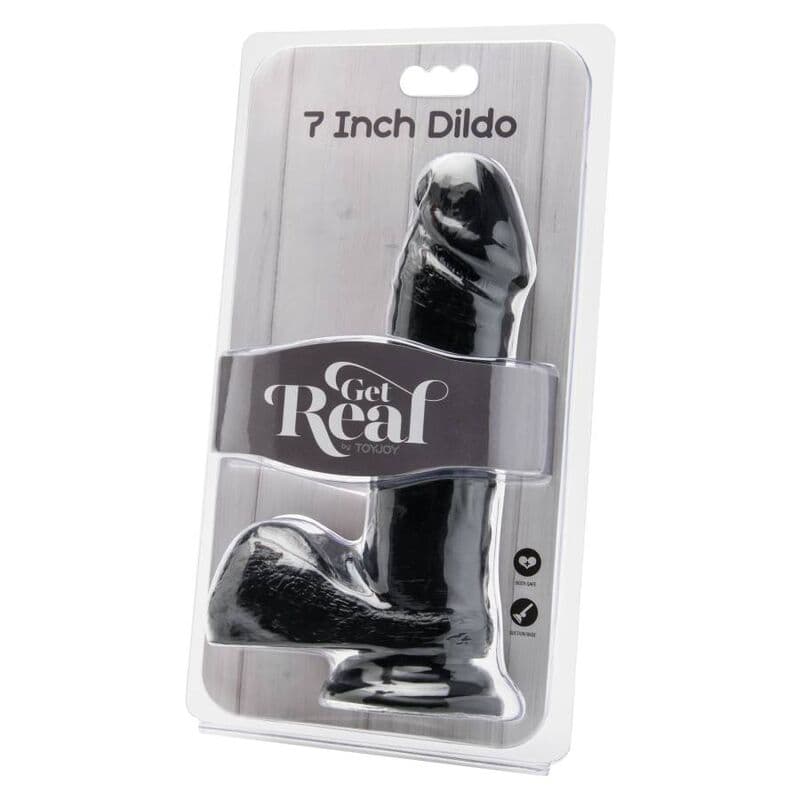 GET REAL - DILDO 18 CM WITH BALLS BLACK thumb 2