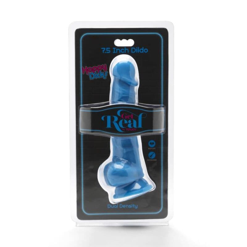 GET REAL - HAPPY DICKS 19 CM WITH BALLS BLUE thumb 2