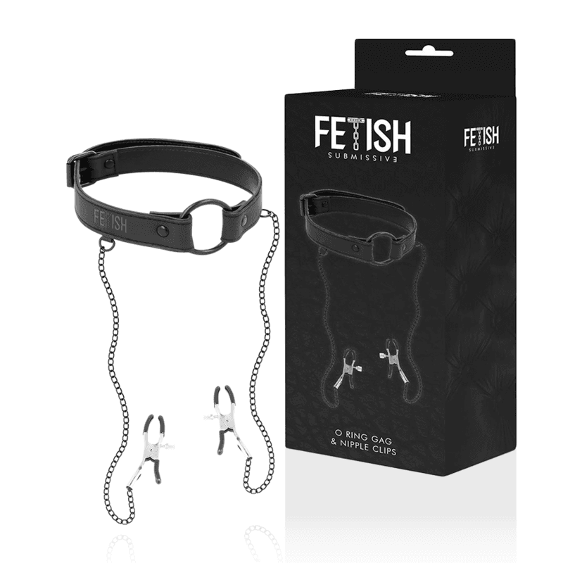 FETISH SUBMISSIVE - GAG RING WITH NIPPLE CLAMPS thumb 2