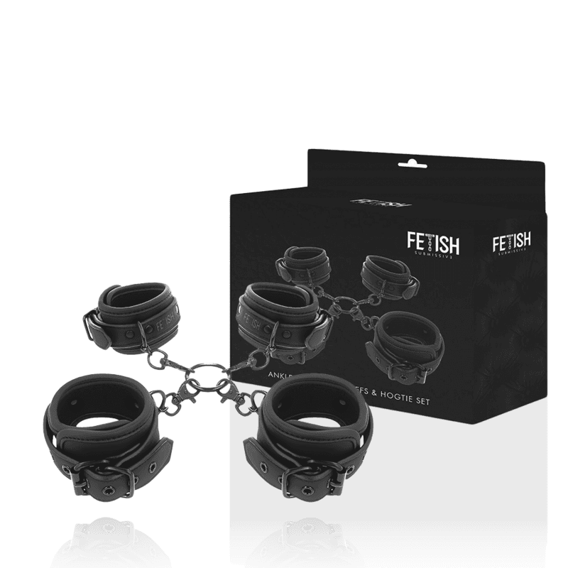 FETISH SUBMISSIVE - SET OF HAND AND ANKLE HANDCUFFS WITH NOPRENE LINING thumb 2