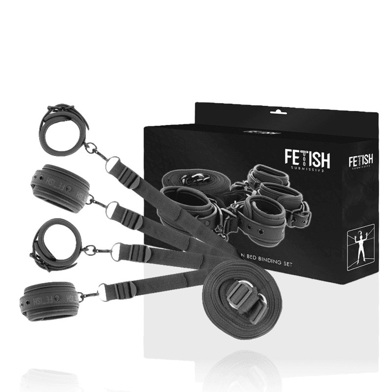 FETISH SUBMISSIVE - SET OF HANDCUFFS AND TIES WITH NOPRENE LINING thumb 2