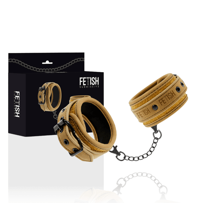 FETISH SUBMISSIVE ORIGEN - VEGAN LEATHER HANDCUFFS WITH NEOPRENE LINING thumb 2
