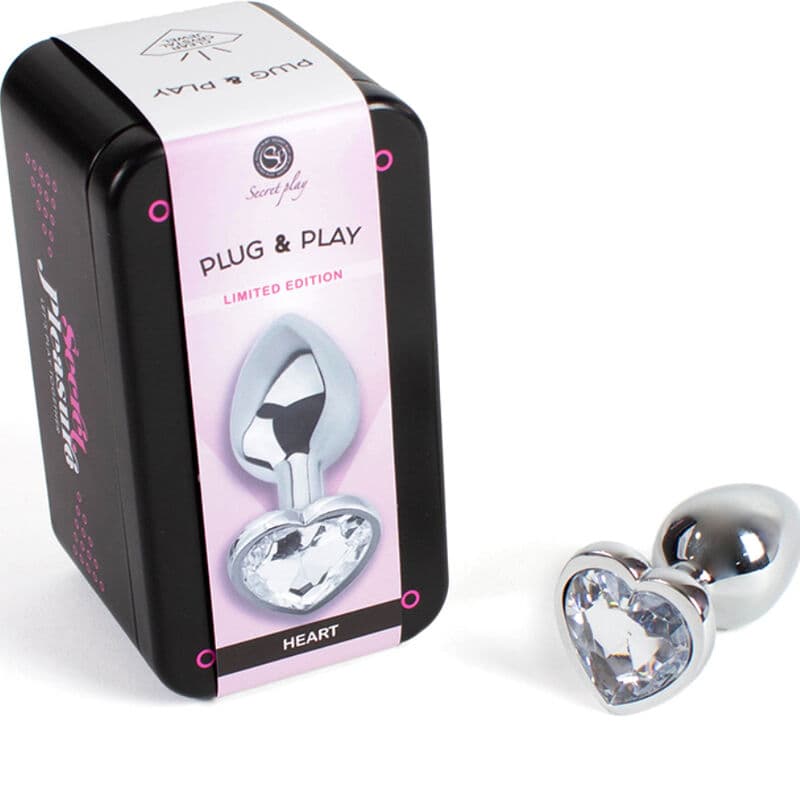 SECRETPLAY - METAL BUTT PLUG CLEAR CRYSTAL HEART SMALL SIZE 7 CM thumb 2