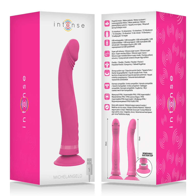 INTENSE - MICHELANGELO PINK SILICONE VIBRATOR DILDO thumb 6