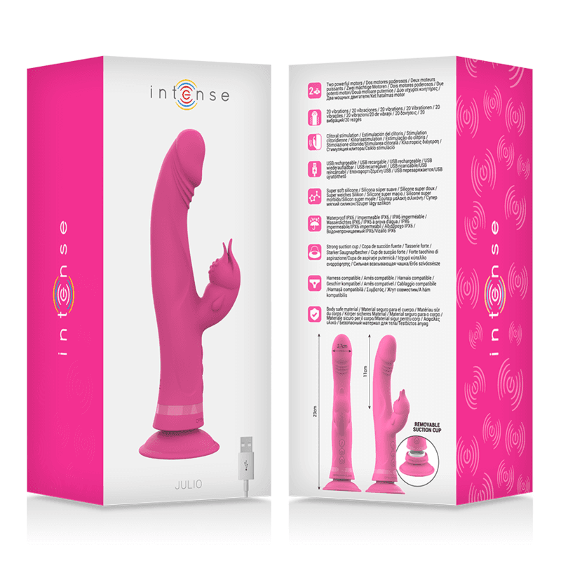 INTENSE - JULIO RABBIT VIBRATOR PINK SILICONE thumb 7