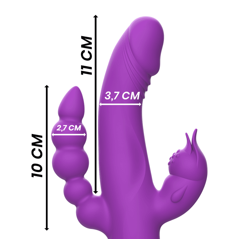 INTENSE - CASANOVA RABBIT SILICONE VIBRATOR TRIPLE MOTOR PURPLE thumb 3