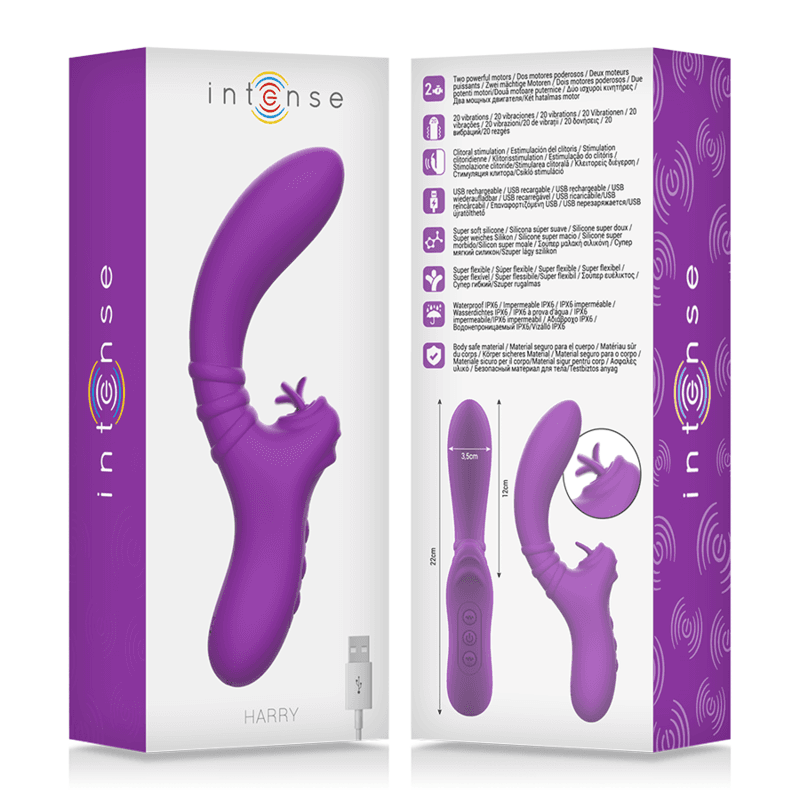 INTENSE - HARRY FLEXIBLE VIBRATOR WITH PURPLE TONGUE thumb 7