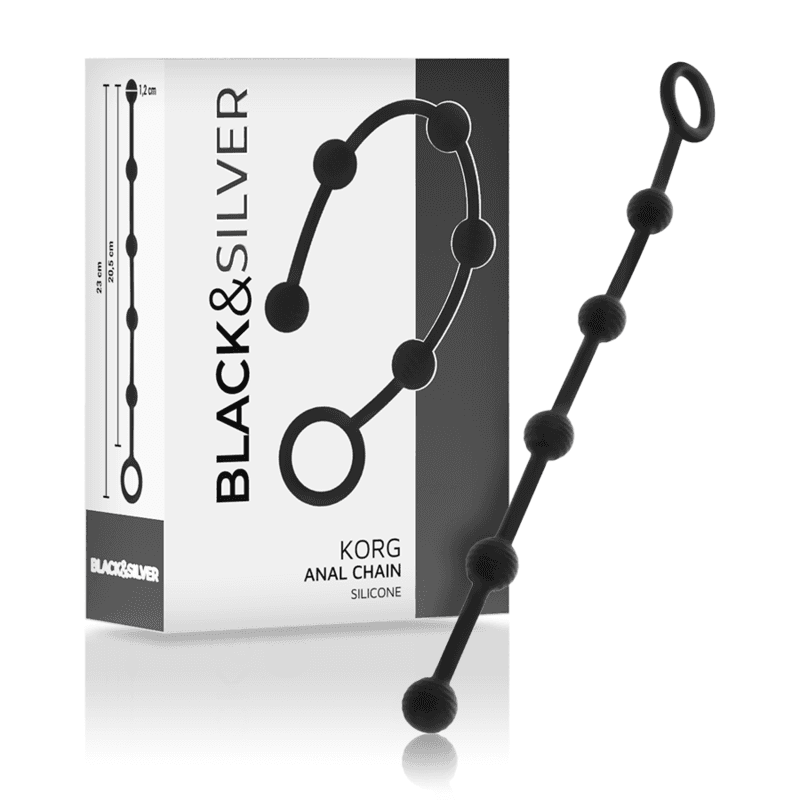 BLACK&SILVER - KORG ANAL ROSARY SILICONE INITIATION 21 CM