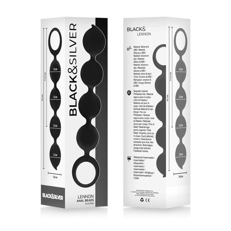 BLACK&SILVER - LENNON ANAL ROSARY 4 SILICONE SPHERES 15 CM thumb 4