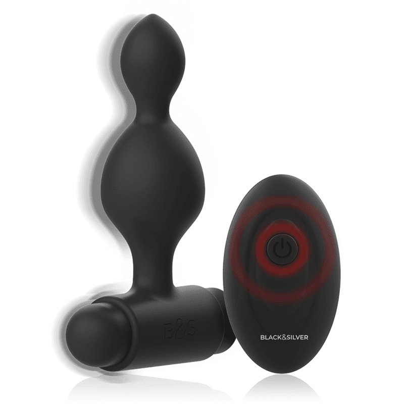 BLACK&SILVER - TUCKER SMALL SILICONE ANAL PLUG REMOTE CONTROL thumb 3