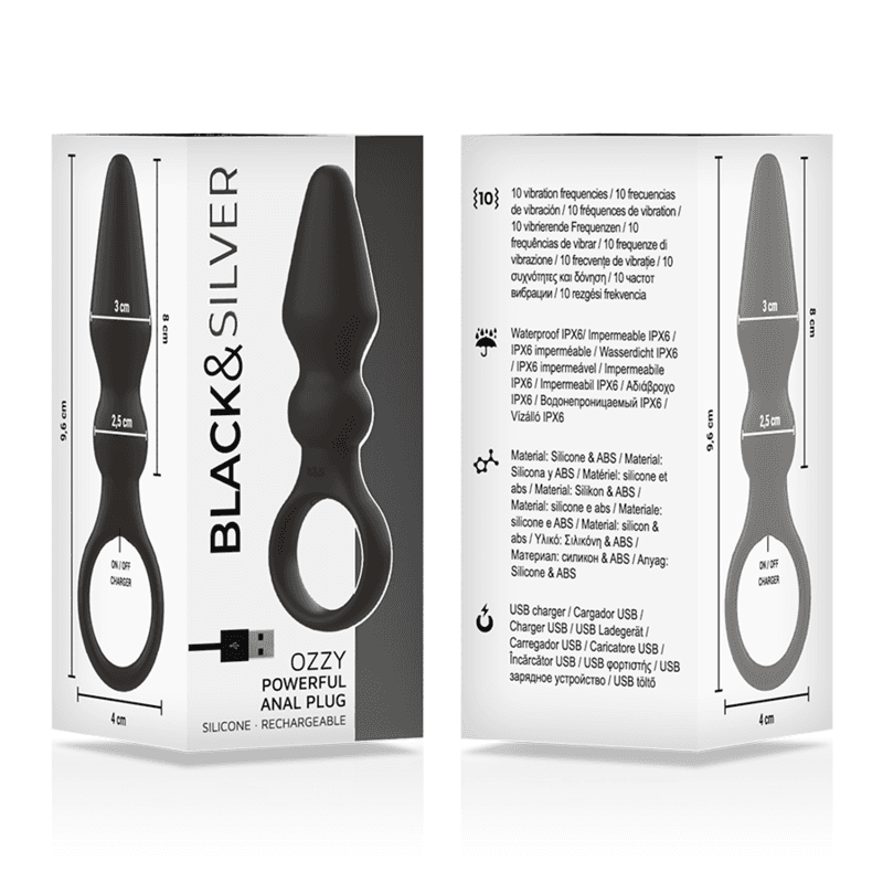 BLACK&SILVER - OZZY POWERFUL SILICONE ANAL PLUG thumb 5