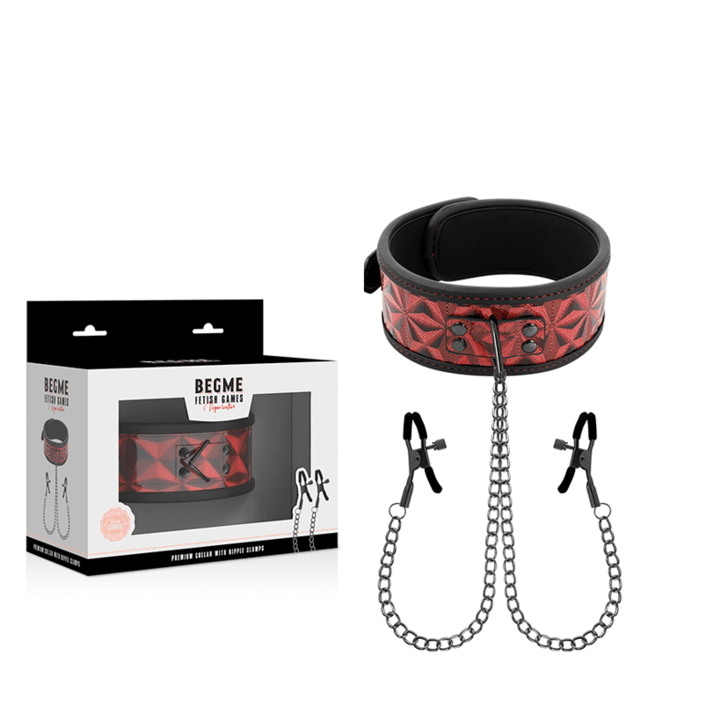 BEGME - RED EDITION COLLAR WITH NIPPLE CLAMPS WITH NEOPRENE LINING thumb 2