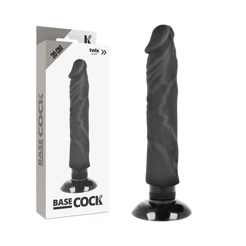 BASECOCK - REALISTIC VIBRATOR 2-1 BLACK 20 CM -O- 4 CM