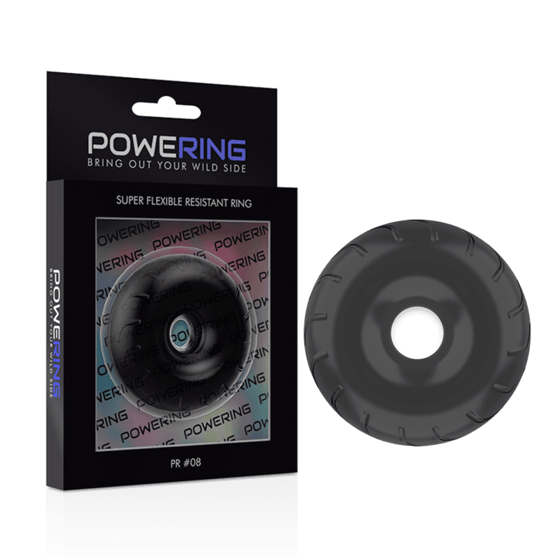 POWERING - SUPER FLEXIBLE AND RESISTANT PENIS RING 5CM PR08 BLACK thumb 4