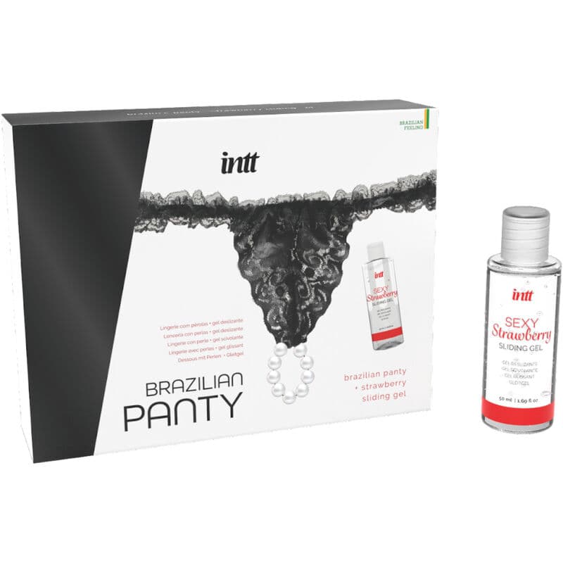 INTT RELEASES - BRAZILIAN BLACK PANTY WITH PEARLS AND LUBRICANT GEL 50 ML thumb 2