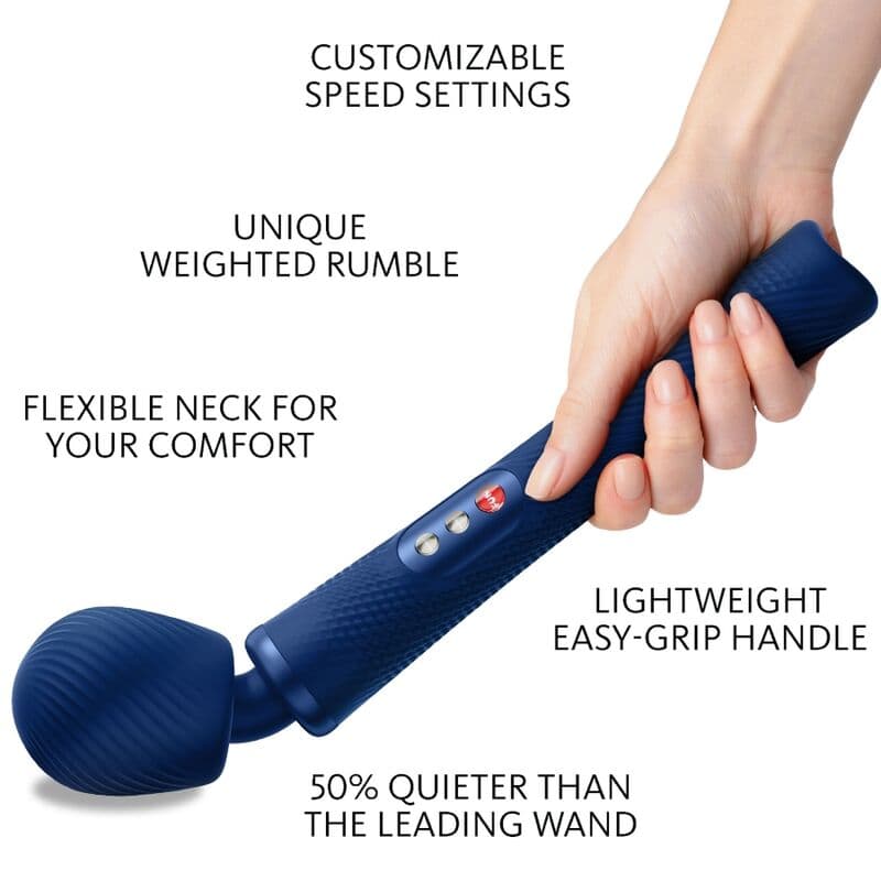 FUN FACTORY - VIM SILICONE RECHARGEABLE VIBRATING WEIGHTED RUMBLE WAND MIDNIGHT BLUE thumb 2