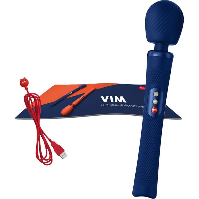 FUN FACTORY - VIM SILICONE RECHARGEABLE VIBRATING WEIGHTED RUMBLE WAND MIDNIGHT BLUE thumb 5