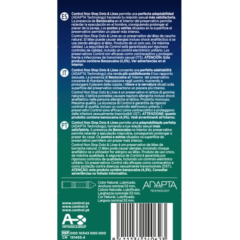 CONTROL - NONSTOP DOTS AND LINES CONDOMS 12 UNITS thumb 2