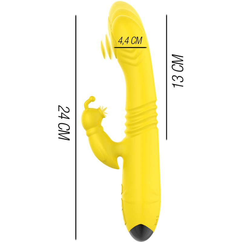 INTENSE - TOKY MULTIFUNCTION VIBRATOR UP & DOWN WITH CLITORAL STIMULATOR YELLOW thumb 3