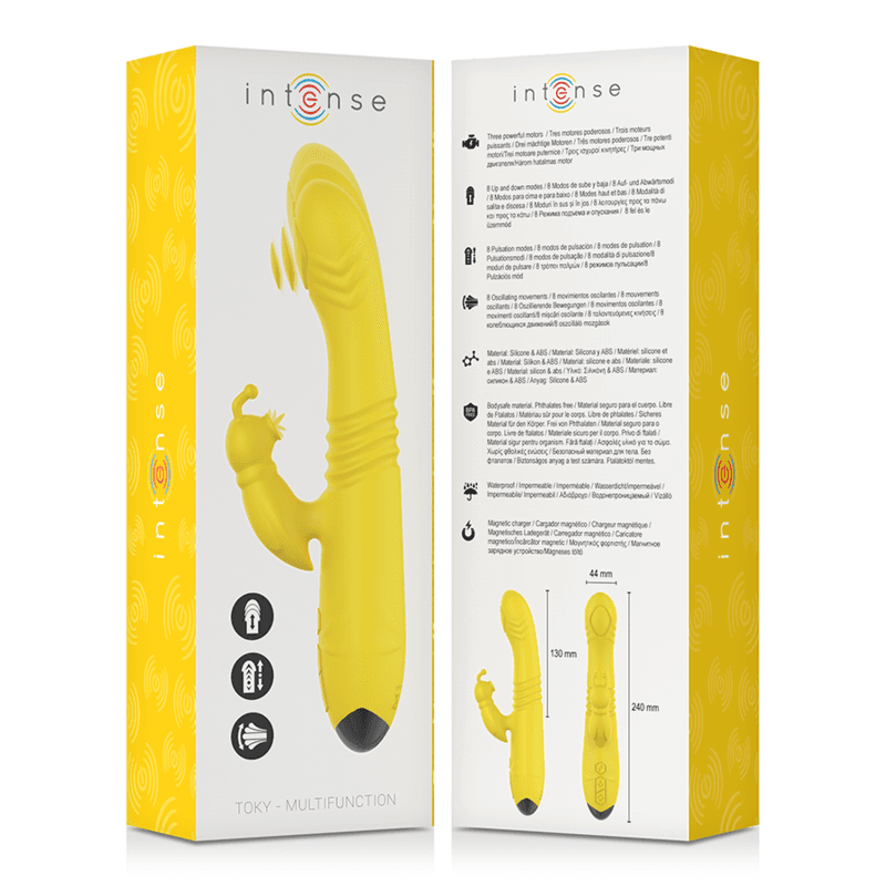 INTENSE - TOKY MULTIFUNCTION VIBRATOR UP & DOWN WITH CLITORAL STIMULATOR YELLOW thumb 5
