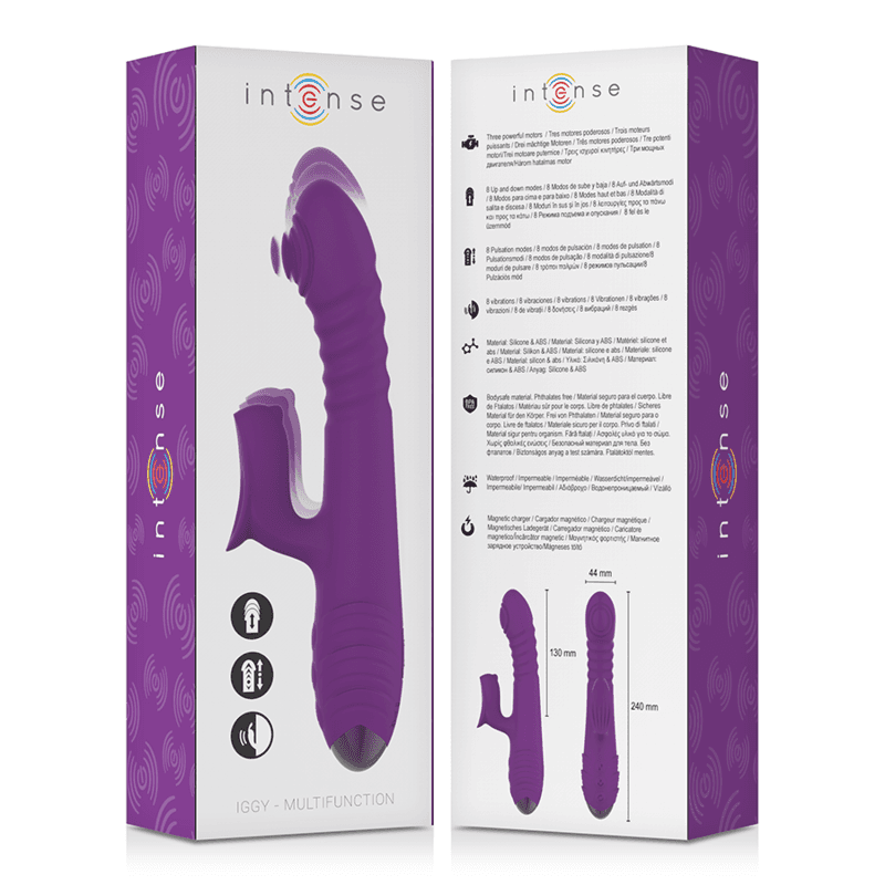 INTENSE - IGGY MULTIFUNCTION RECHARGEABLE VIBRATOR UP & DOWN WITH CLITORAL STIMULATOR PURPLE thumb 5