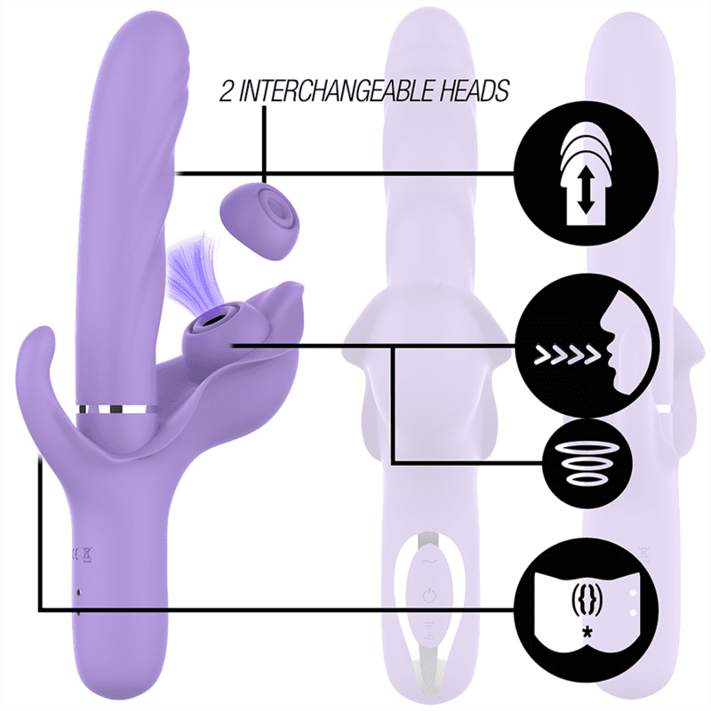 INTENSE - BILLIE MULTIFUNCTIONAL RECHARGEABLE SUCTION VIBRATOR WITH PURPLE PUSH BUTTON thumb 2