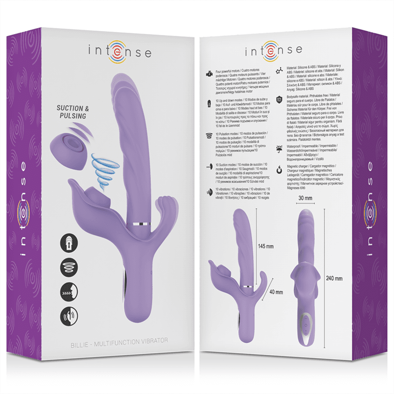 INTENSE - BILLIE MULTIFUNCTIONAL RECHARGEABLE SUCTION VIBRATOR WITH PURPLE PUSH BUTTON thumb 5