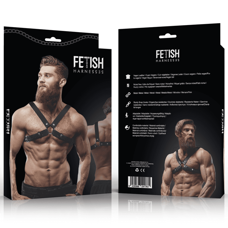 FETISH SUBMISSIVE ATTITUDE - MENS ADJUSTABLE ECO-LEATHER CROSS CHEST BULLDOG HARNESS thumb 2