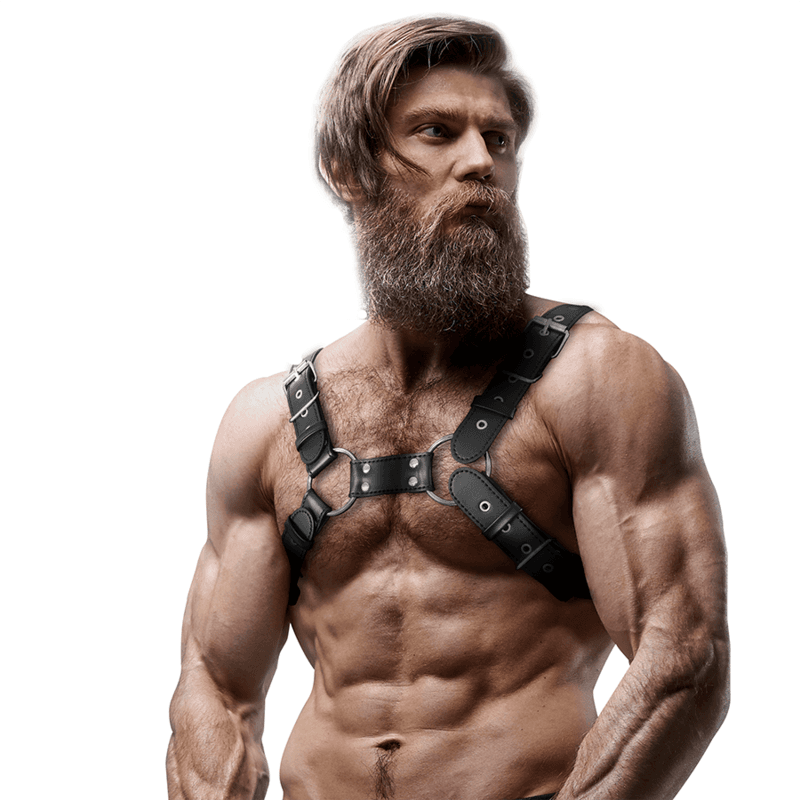 FETISH SUBMISSIVE ATTITUDE - MENS ADJUSTABLE ECO-LEATHER CHEST BULLDOG HARNESS thumb 4