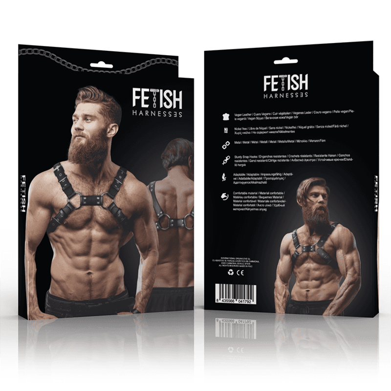 FETISH SUBMISSIVE ATTITUDE - MENS ADJUSTABLE ECO-LEATHER CHEST BULLDOG HARNESS thumb 2