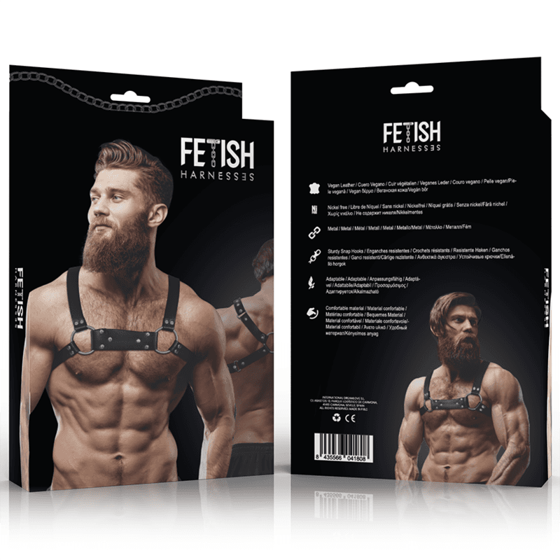 FETISH SUBMISSIVE ATTITUDE - MENS ECO-LEATHER BULLDOG CHEST HARNESS SIZE M/L thumb 2