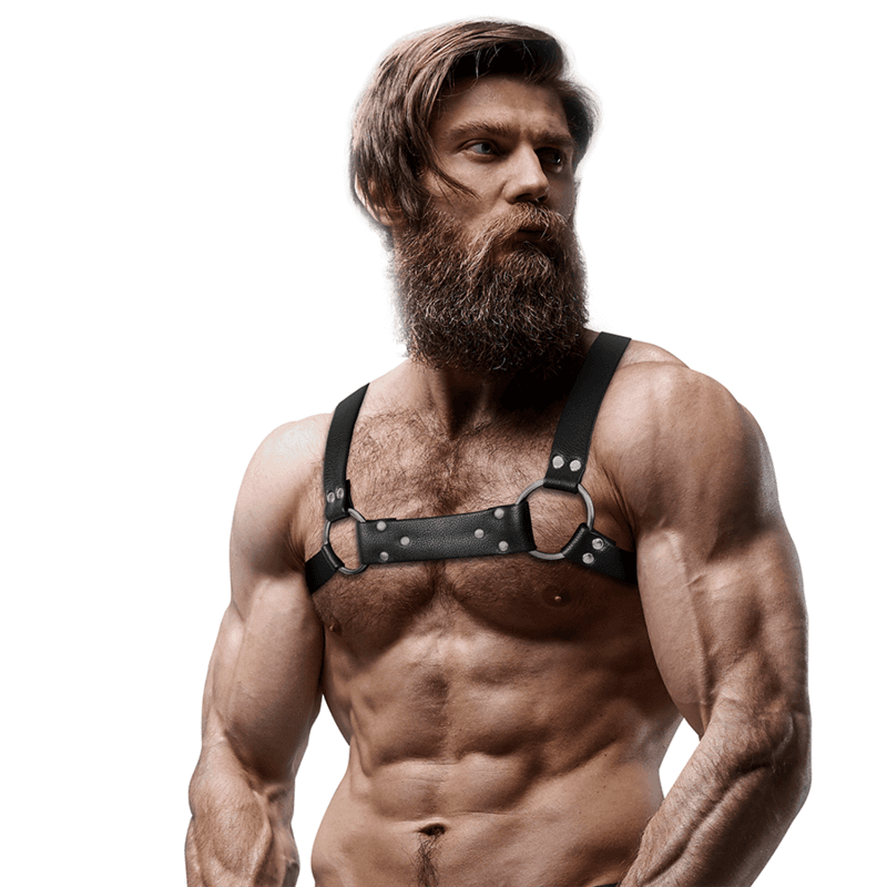 FETISH SUBMISSIVE ATTITUDE - MENS ECO-LEATHER BULLDOG CHEST HARNESS SIZE M/L thumb 4