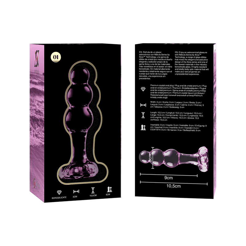NEBULA SERIES BY IBIZA - MODEL 1 ANAL PLUG BOROSILICATE GLASS PINK 10.5 CM -O- 3 CM thumb 6