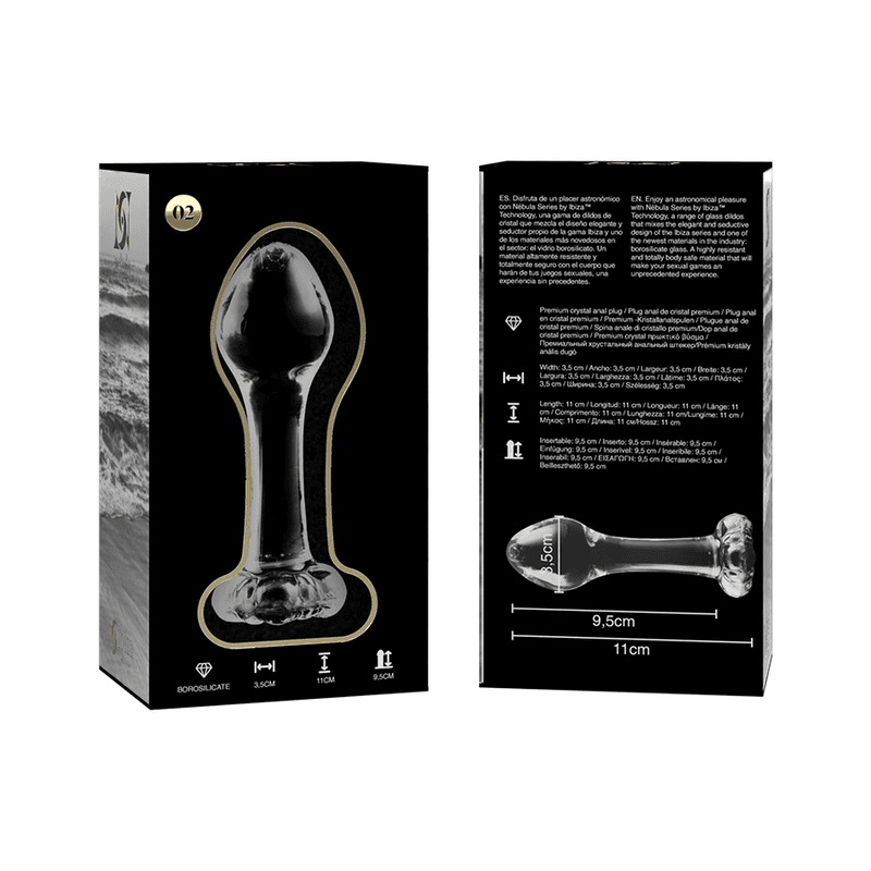 NEBULA SERIES BY IBIZA - MODEL 2 ANAL PLUG BOROSILICATE GLASS CLEAR 11 CM -O- 3.5 CM thumb 6
