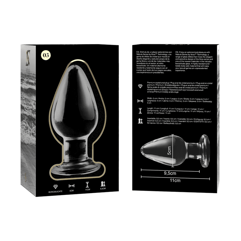 NEBULA SERIES BY IBIZA - MODEL 3 ANAL PLUG BOROSILICATE GLASS TRANSPARENT 11 CM -O- 5 CM thumb 6