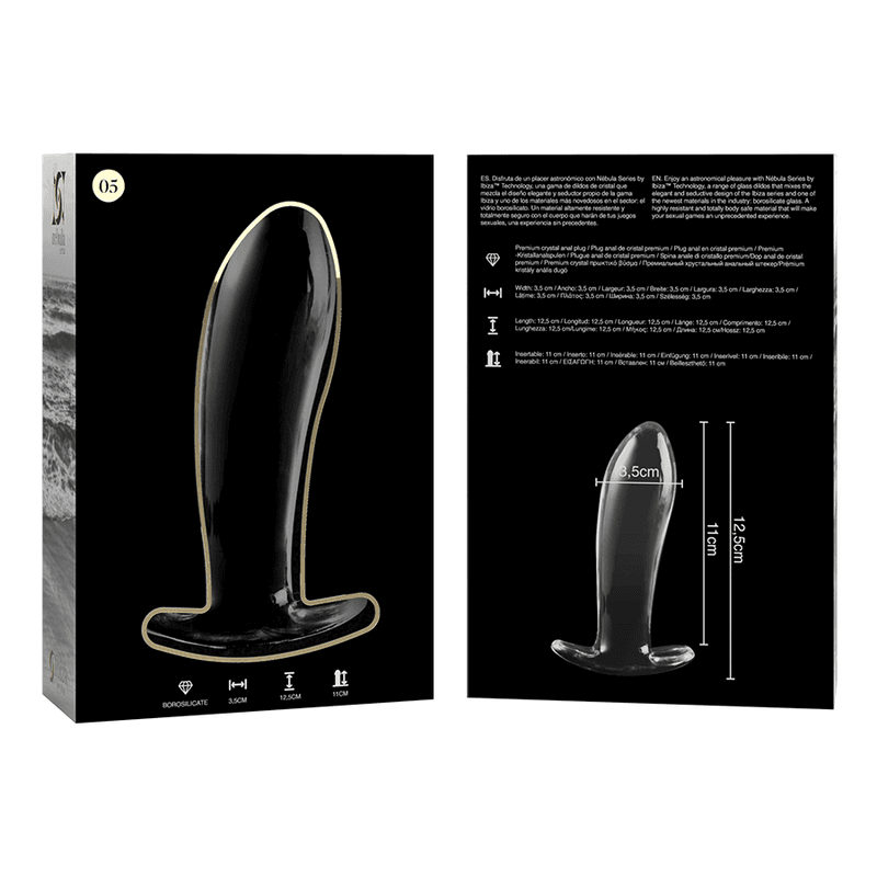 NEBULA SERIES BY IBIZA - MODEL 5 ANAL PLUG BOROSILICATE GLASS CLEAR 12.5 CM -O- 3.5 CM thumb 6