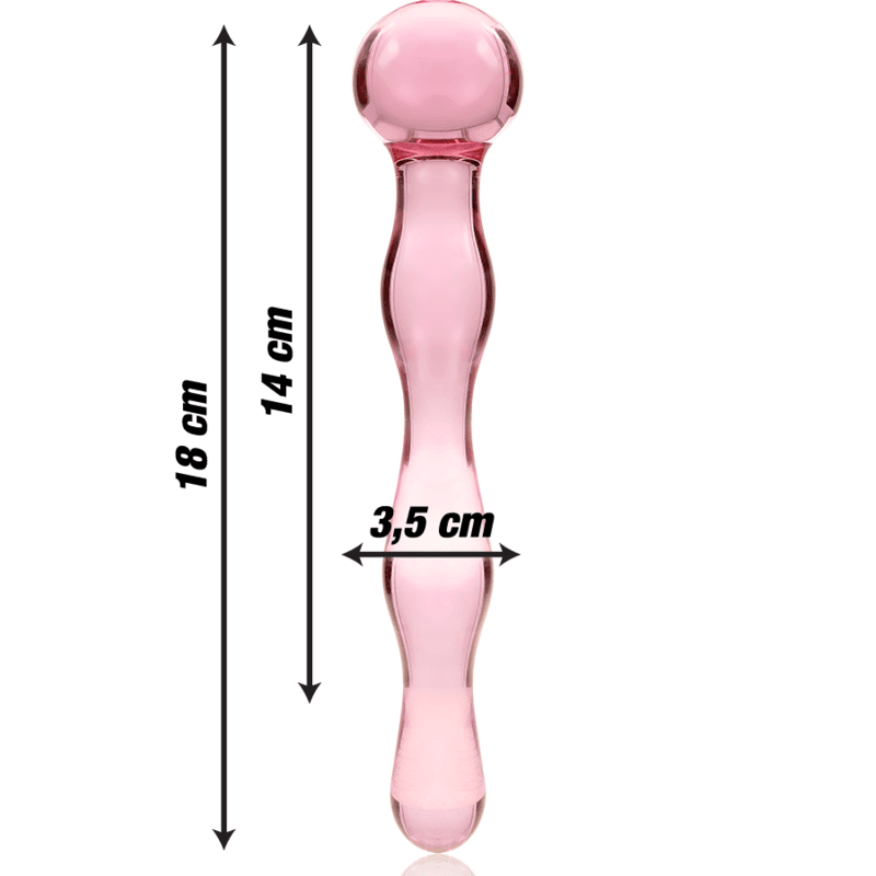 NEBULA SERIES BY IBIZA - MODEL 13 DILDO BOROSILICATE GLASS PINK 18 CM -O- 3.5 CM thumb 3