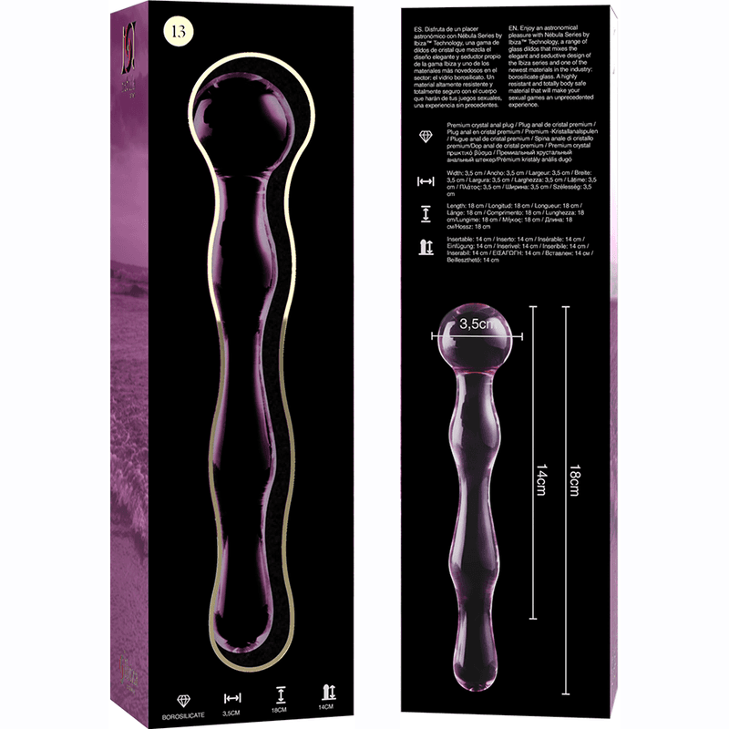 NEBULA SERIES BY IBIZA - MODEL 13 DILDO BOROSILICATE GLASS PINK 18 CM -O- 3.5 CM thumb 6