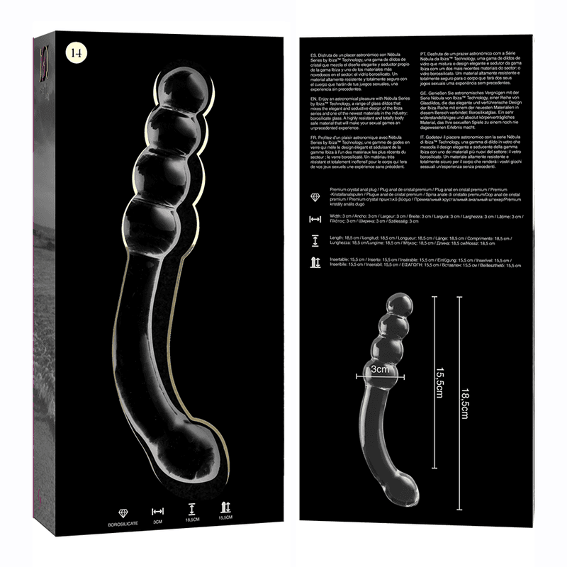 NEBULA SERIES BY IBIZA - MODEL 14 DILDO BOROSILICATE GLASS CLEAR 18.5 CM -O- 3 CM thumb 6