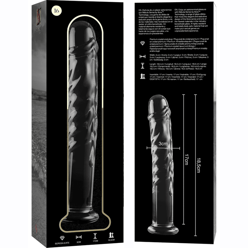 NEBULA SERIES BY IBIZA - MODEL 16 DILDO BOROSILICATE GLASS CLEAR 18.5 CM -O- 3 CM thumb 6