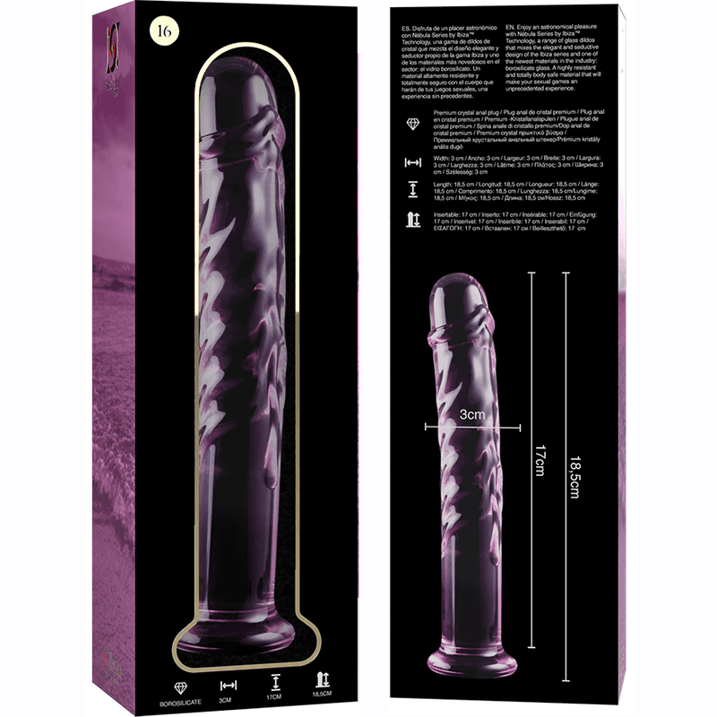 NEBULA SERIES BY IBIZA - MODEL 16 DILDO BOROSILICATE GLASS PINK 18.5 CM -O- 3 CM thumb 6