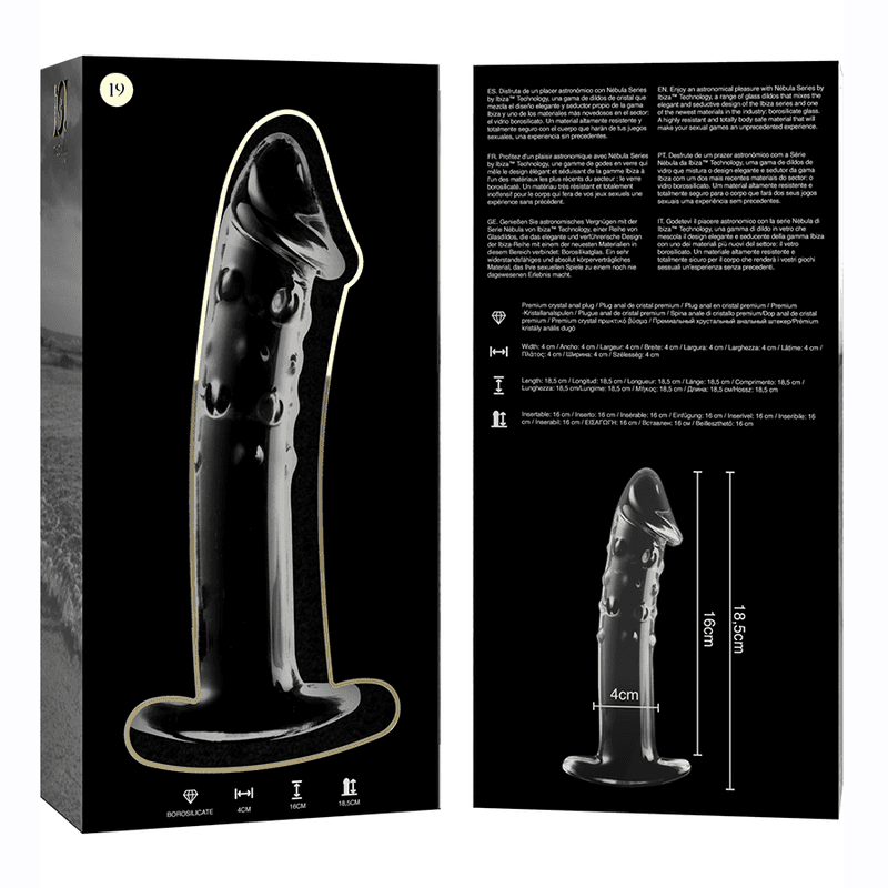 NEBULA SERIES BY IBIZA - MODEL 19 DILDO BOROSILICATE GLASS CLEAR 18.5 CM -O- 4 CM thumb 6