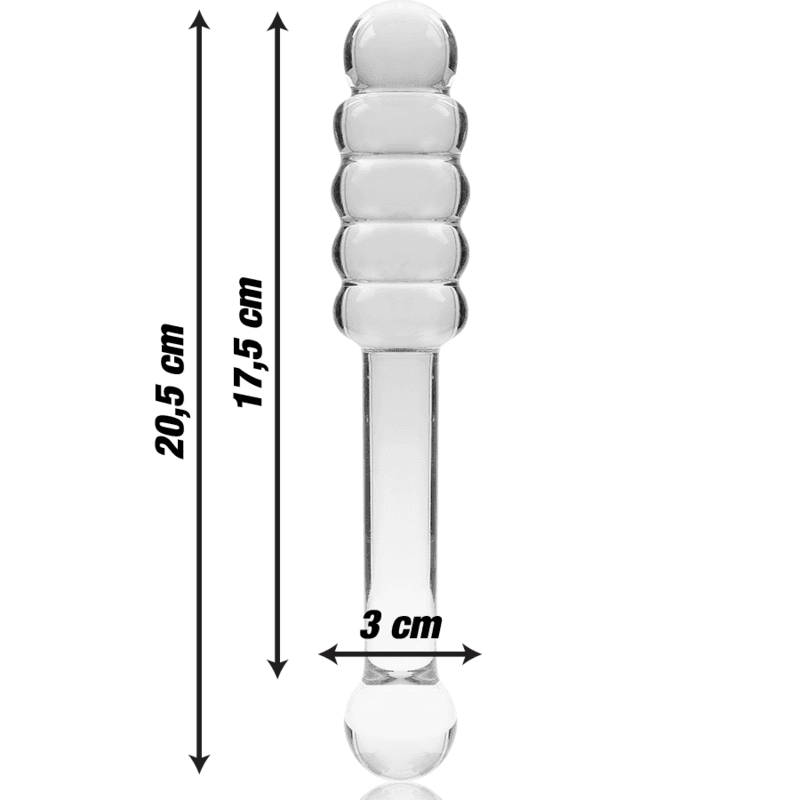 NEBULA SERIES BY IBIZA - MODEL 20 DILDO BOROSILICATE GLASS CLEAR 20.5 CM -O- 3 CM thumb 3