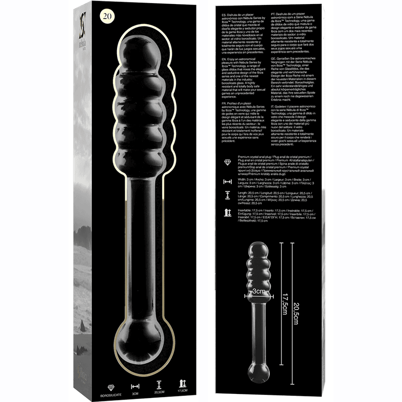 NEBULA SERIES BY IBIZA - MODEL 20 DILDO BOROSILICATE GLASS CLEAR 20.5 CM -O- 3 CM thumb 6