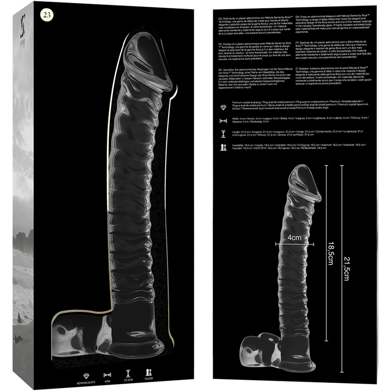NEBULA SERIES BY IBIZA - MODEL 23 DILDO BOROSILICATE GLASS CLEAR 21.5 CM -O- 4 CM thumb 6