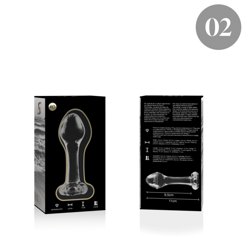 NEBULA SERIES BY IBIZA - MODEL 2 ANAL PLUG BOROSILICATE GLASS CLEAR 11 CM -O- 3.5 CM thumb 4