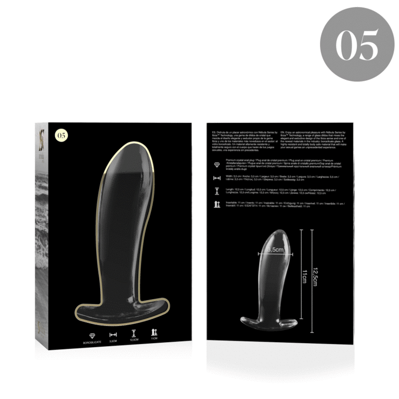 NEBULA SERIES BY IBIZA - MODEL 5 ANAL PLUG BOROSILICATE GLASS CLEAR 12.5 CM -O- 3.5 CM thumb 4